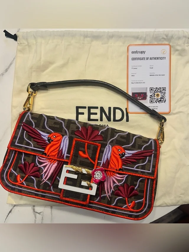 Fendi Brown Multicolor Embroidered Parrot Shoulder Bag in orange|pink Canvas from Poshmark