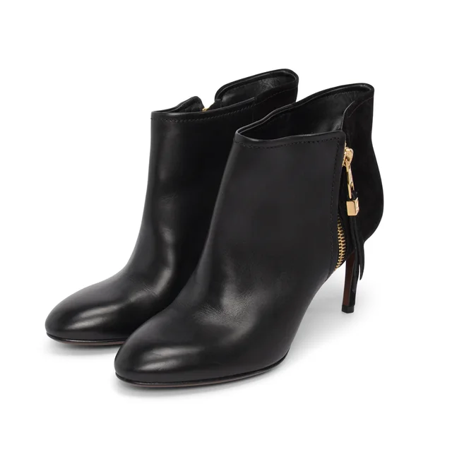 Louis Vuitton Zippy Low Boots 36 in Black Calfskin from Blue Spinach