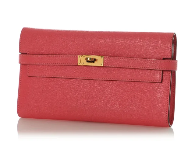 Hermès Rose Azalée Chèvre Kelly Long Wallet in Pink Goatskin from Ann's Fabulous Finds, photo 2 of 11