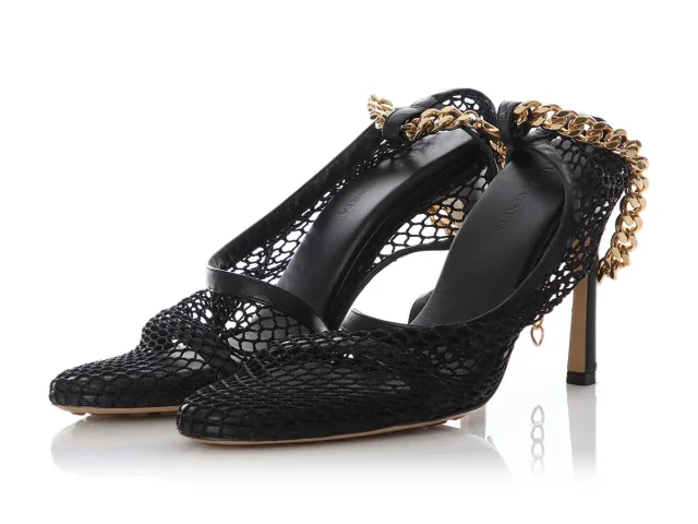 Bottega Veneta Black Mesh Pumps in Black Leather from Ann's Fabulous Finds, photo 3 of 6
