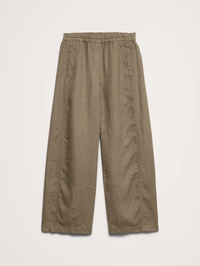 Banana Republic Mid-Rise Relaxed Painter Pull-On Pant in Linen in Campground Green, photo 4 of 5 from Banana Republic (US)