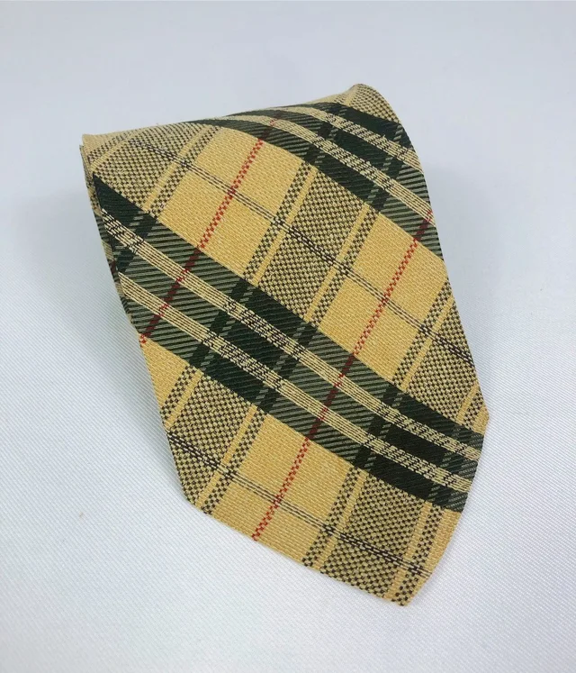 Vintage YSL Checkered Silk Tie in Brown in brown|red Silk from Grailed, photo 1 of 1