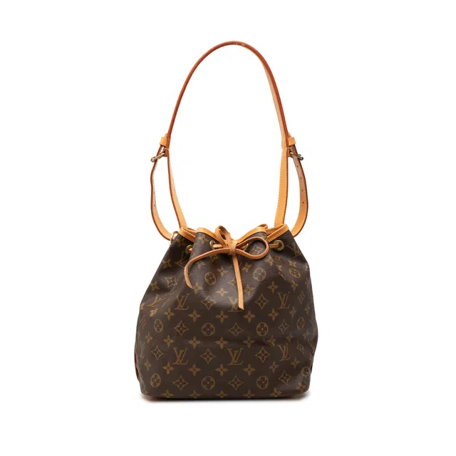 Brown Louis Vuitton Monogram Petit Noe Bucket Bag in Brown Coated canvas from Designer Revival