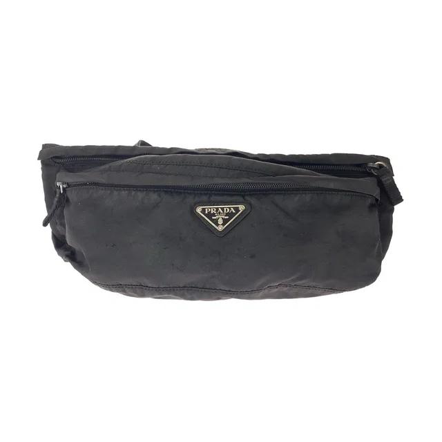 Prada Tessuto Black Silver Nylon Belt Bag in Black Nylon from The Reluxe