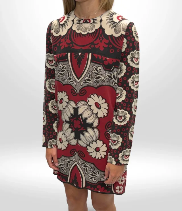 Valentino Garavani Chiffon Patterned Dress Size 44 in Multicolor Silk from Revivre