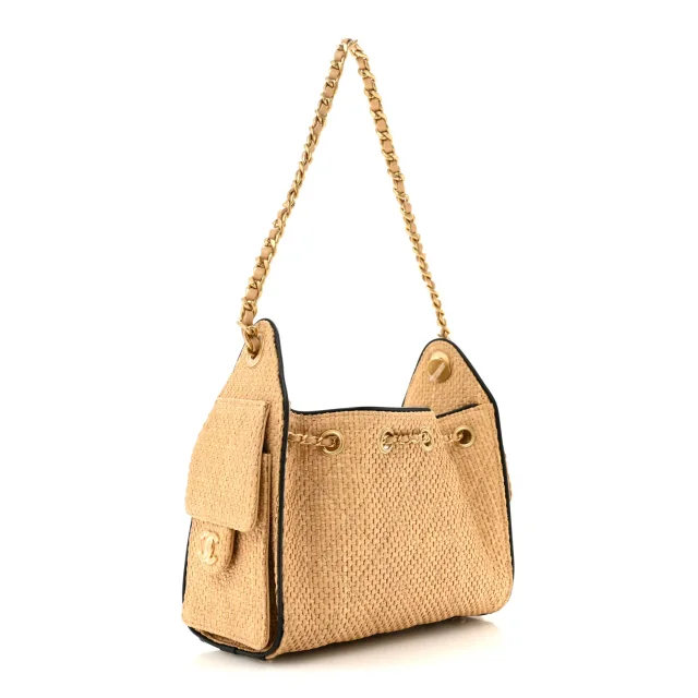 Braided Raffia Calfskin Quilted Mini Chanel 25 Handbag Beige Black in Black Calfskin from FASHIONPHILE, photo 3 of 10