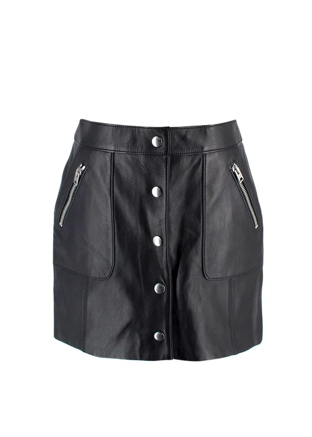 Coach Black Leather Mini Skirt in Black Leather from HEWI