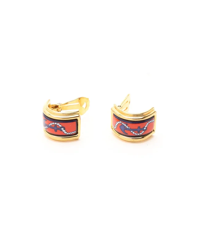 Hermès Enamel Clip-on Earrings from A Retro Tale, photo 2 of 3