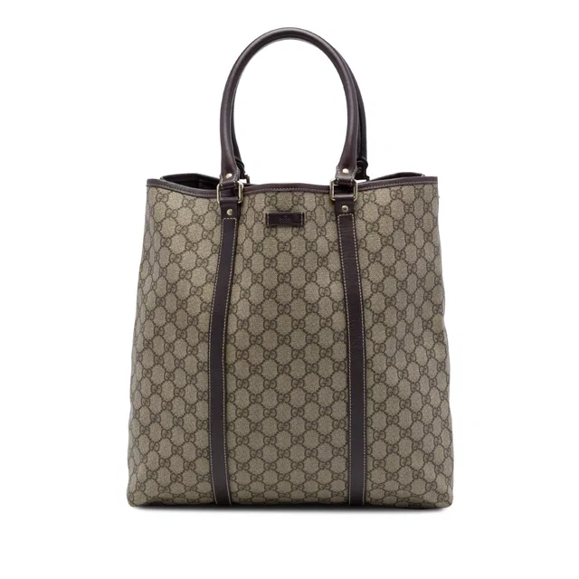 Beige Gucci GG Supreme Joy Vertical Tote in Beige Coated canvas from Designer Revival