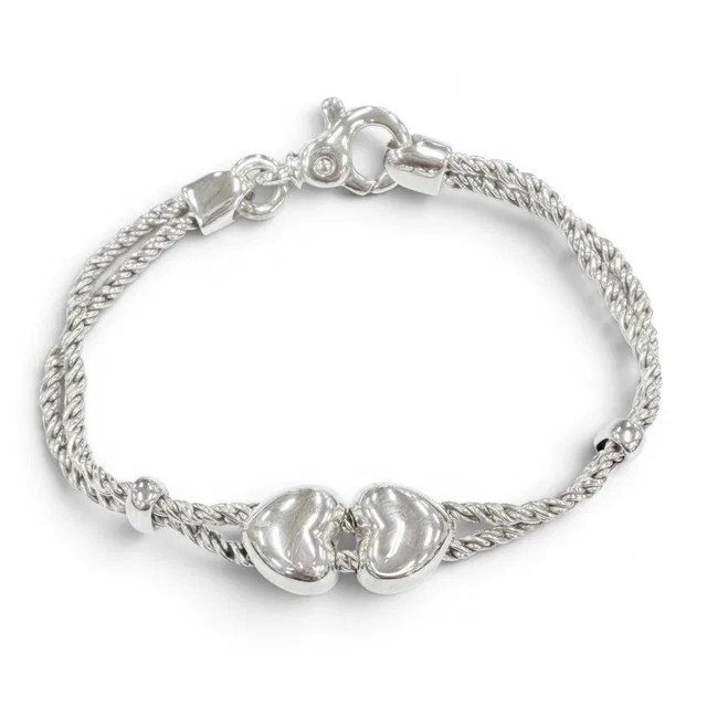 Tiffany & Co. Vintage 925 Heart Double Rope Bracelet Silver in Silver from The Reluxe