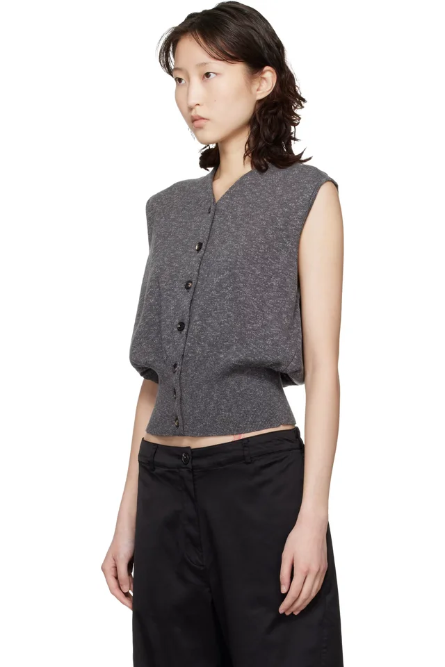 Cordera Gray Flecked Cotton Waistcoat, photo 4 of 5 from SSENSE