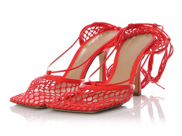 Bottega Veneta Red Mesh Pumps in Red Leather from Ann's Fabulous Finds, photo 3 of 6