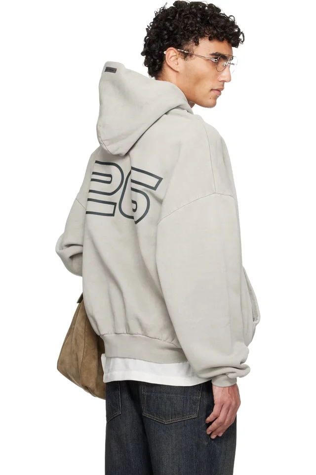 Fear of God ESSENTIALS Gray Holiday Heavy Fleece 90s Hoodie, photo 3 of 4 from SSENSE