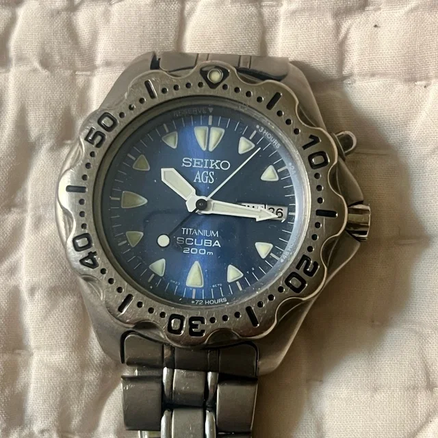 Seiko Titanium Dive Watch Blue Dial With Silver Case in silver|gray|blue from Poshmark