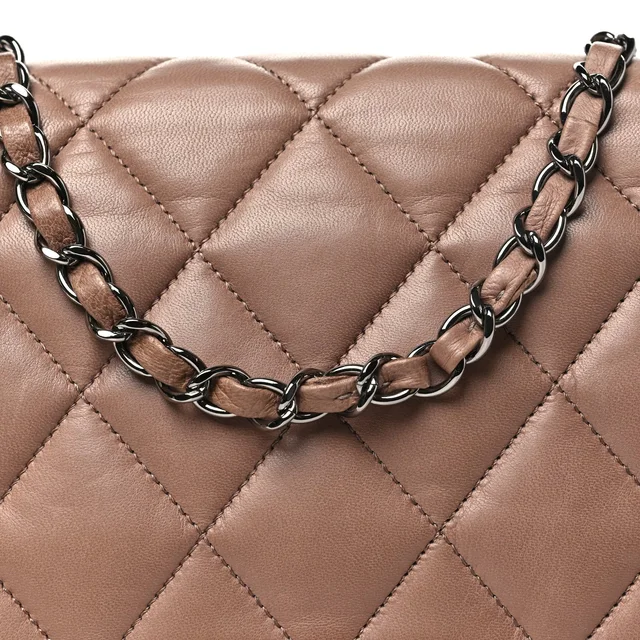 Quilted Chanel 3 Accordion Flap Bag Dark Beige in Beige Lambskin from FASHIONPHILE, photo 8 of 10