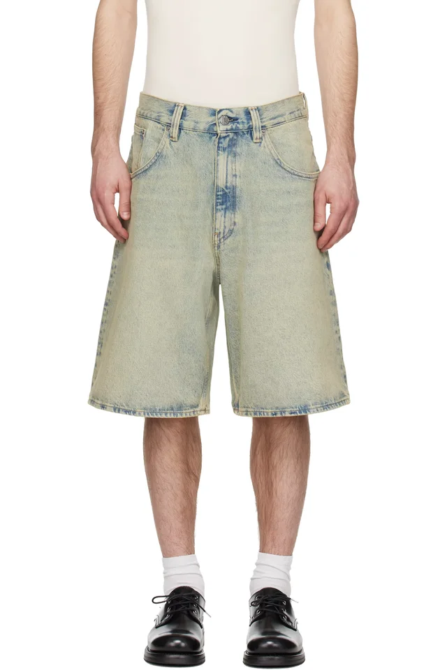 Sunflower Blue & Yellow Super Wide Denim Shorts, image 1 of 1 from SSENSE