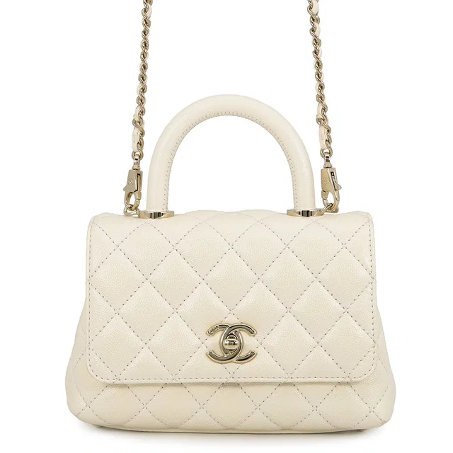 Chanel Coco Handle Matelasse 2-way Handbag WhiteAS2215 Caviar Leather Size XXS in Caviar leather from GALLERY RARE