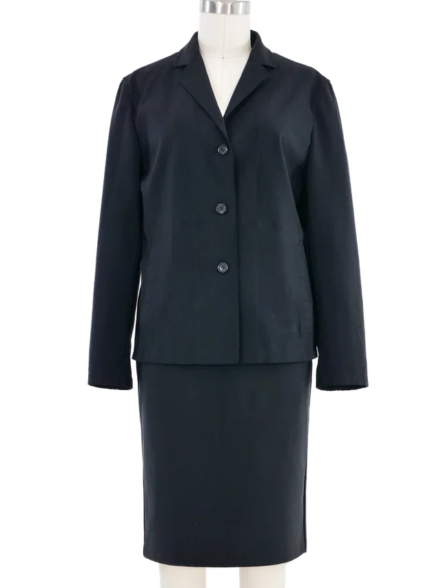 1990s Prada Black Skirt Suit in Black from Arcade Vintage