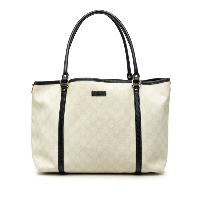 White Gucci Medium GG Supreme Joy Tote in White Coated canvas from Designer Revival
