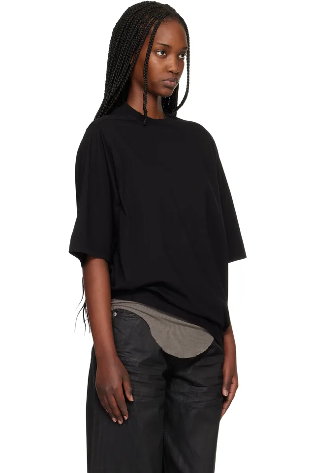 Rick Owens DRKSHDW Black Temple Jumbo SS T-shirt, photo 2 of 5 from SSENSE