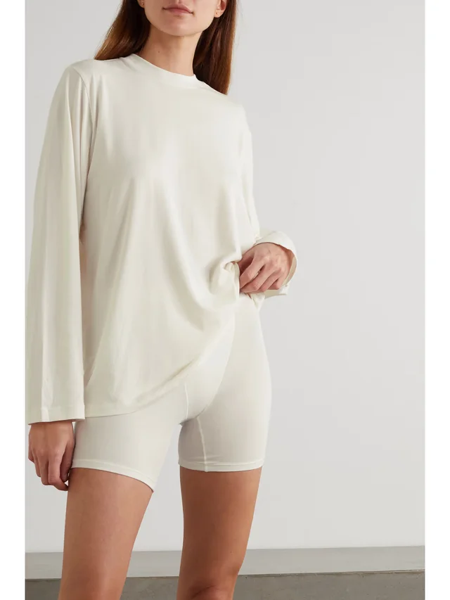SKIMS Boyfriend stretch-modal and cotton-blend jersey boxer shorts - Marble in White, photo 2 of 2 from NET-A-PORTER (Canada)