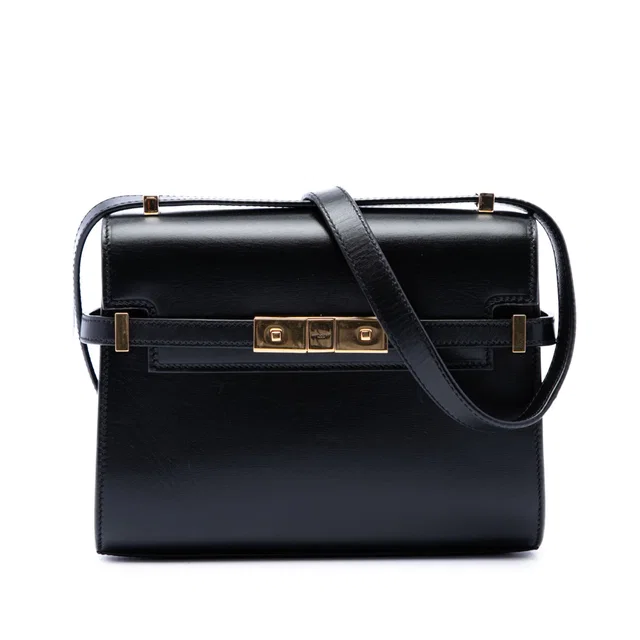 Black Saint Laurent Mini Smooth Calfskin Manhattan Crossbody in Black Calfskin from Designer Revival