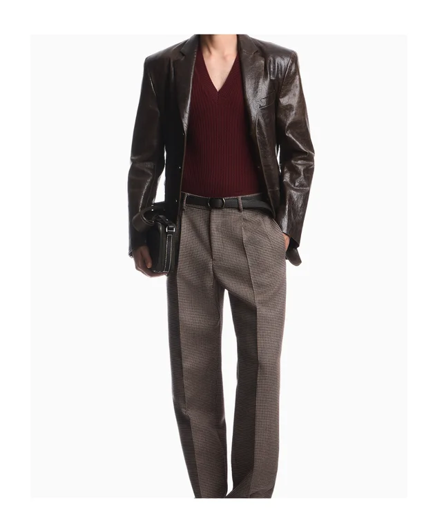 Emporio Armani Blazer In Shiny Drummed Leather With Logo Buttons, photo 4 of 4 from SENSER