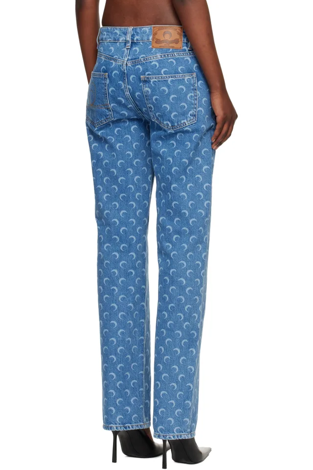 Marine Serre Blue Moon Laser Straight Jeans, photo 3 of 4 from SSENSE