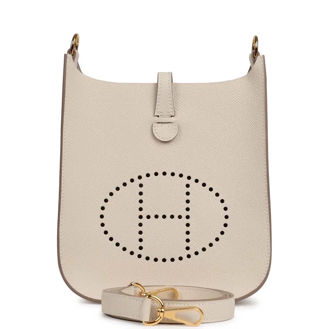 Hermès Evelyne Sellier TPM Craie Epsom Gold Hardware in White Epsom leather from Madison Avenue Couture