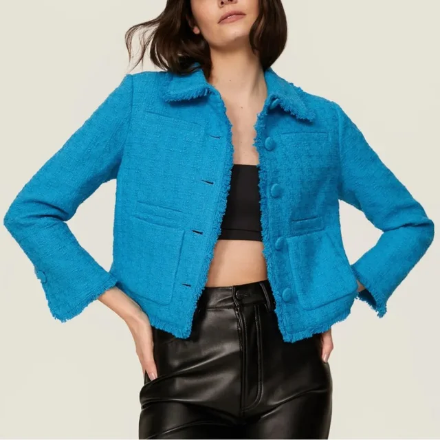 Proenza Schouler Bright Turquoise Boucl Cropped Jacket in blue from Poshmark