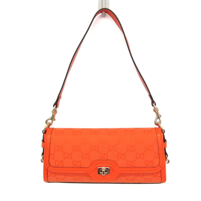Gucci GG Canvas Luce 788061 Women's GG Canvas,Leather Shoulder Bag Orange in Orange GG canvas , Leather from Elady