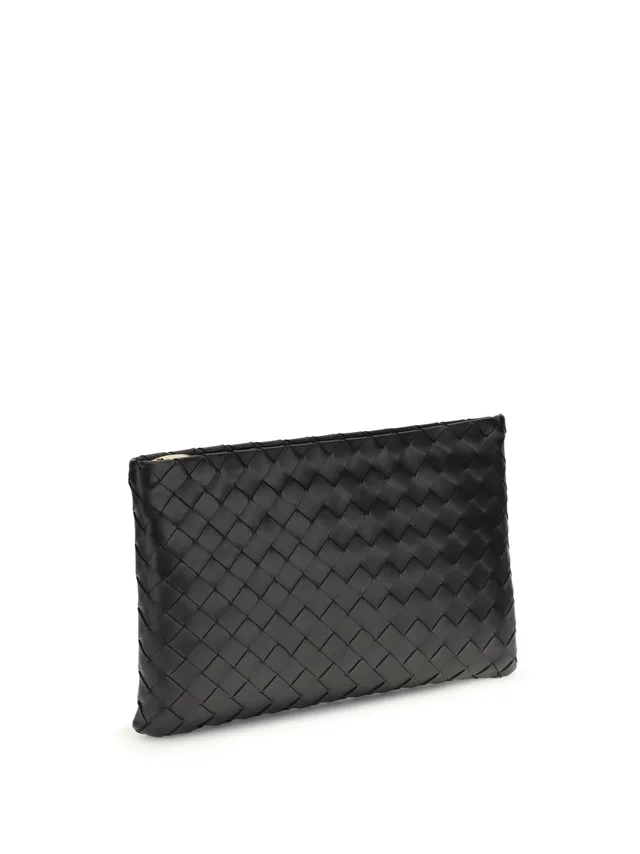 Bottega Veneta Intrecciato Clutch — Black Lamb Leather in Black Lambskin from HEWI