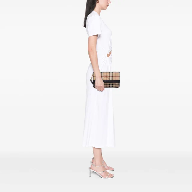 Burberry Haymarket Check Coated Canvas Adeline Fold over Clutch in Beige Coated canvas from Designer Revival, photo 7 of 7