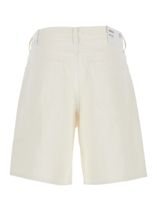 AGOLDE 'Indra' white Short with five-pocket design in cotton for women in White, photo 4 of 6 from Gaudenzi Boutique