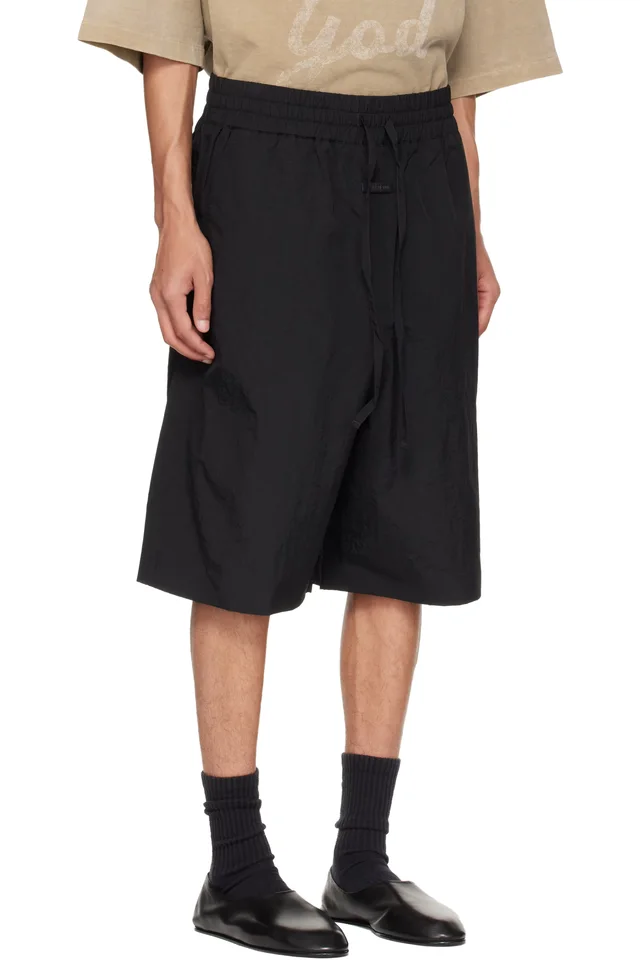 Fear of God Black Nylon Ripstop Sport Shorts, photo 2 of 4 from SSENSE
