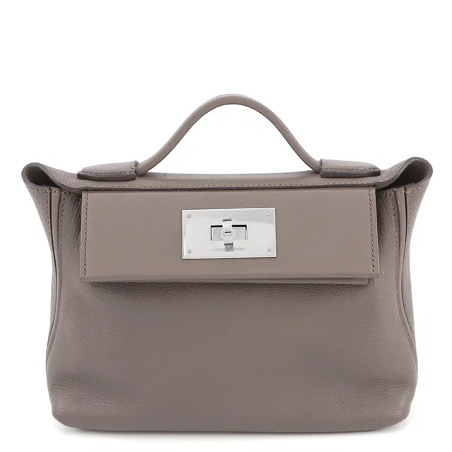 Hermès 24/ Sac Van Quatre Etain Evercolor Swift Leather Size Mini in Taupe Swift leather from GALLERY RARE