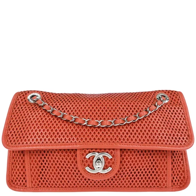 Chanel 2012 Red Perforated Calfskin Up in the Air Shoulder Bag in Red Calfskin from AMORE Vintage Tokyo