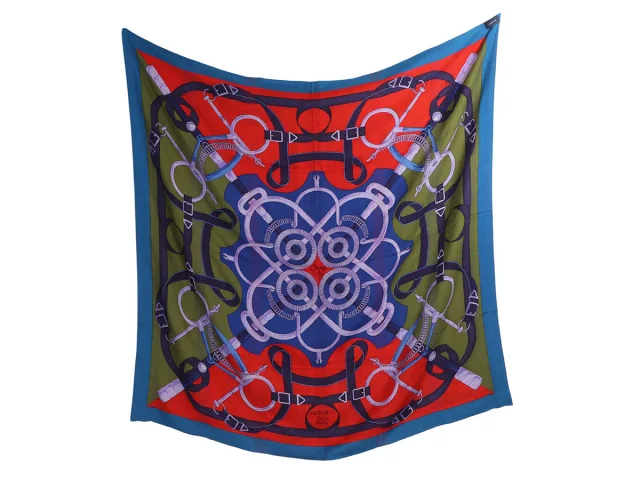 Hermès Exceptional Kantha Double Sens Eperon D’Or and Quadrige Silk Shawl 140cm in Silk from Ann's Fabulous Finds, photo 6 of 10