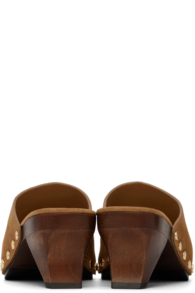 GANNI Brown June Sabot Mule Heels, photo 2 of 5 from SSENSE