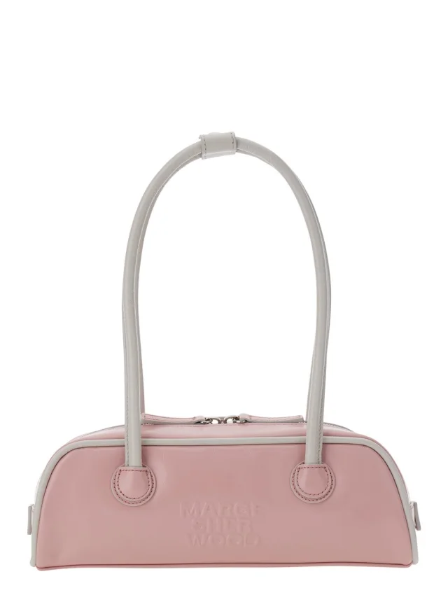 Margesherwood 'Soft Baguette' Pink Mini Shoulder Bag with Logo Lettering on the Front in Leather for Women in Pink 100% Cow Leather from Gaudenzi Boutique, photo 1 of 1
