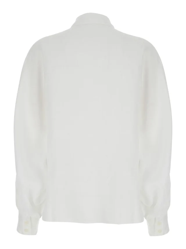 SOSUE 'Antonia' White shirt with classic collar in linen for women in White, photo 3 of 6 from Gaudenzi Boutique