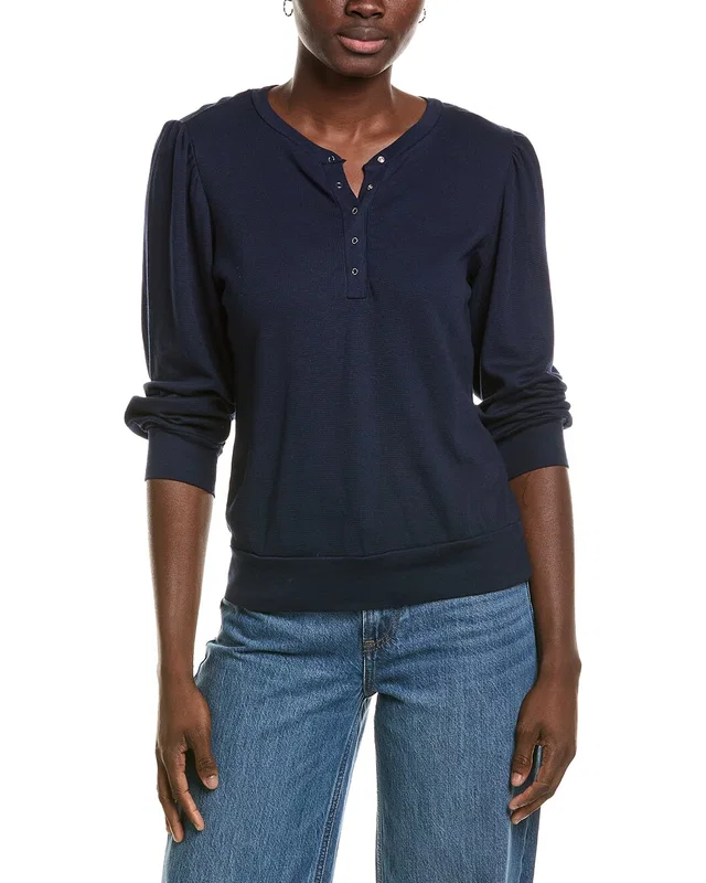 Michael Stars Sophy Puff Sleeve Henley T-Shirt, image 1 of 1 from Rue La La