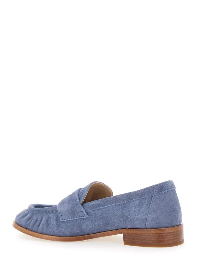 STRATEGIA Blue "Revue" Loafers with Rounded Toe in Leather Women in Blue, photo 5 of 8 from Gaudenzi Boutique