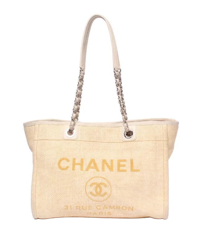 Chanel Chain Tote Shoulder Bag Silver 17 Deauville in Silver from The Reluxe