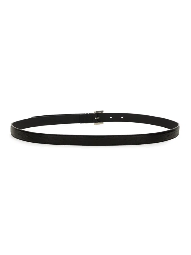 Saint Laurent Cassandra Slim Belt — Black Main: Lamb in Black Lambskin from HEWI