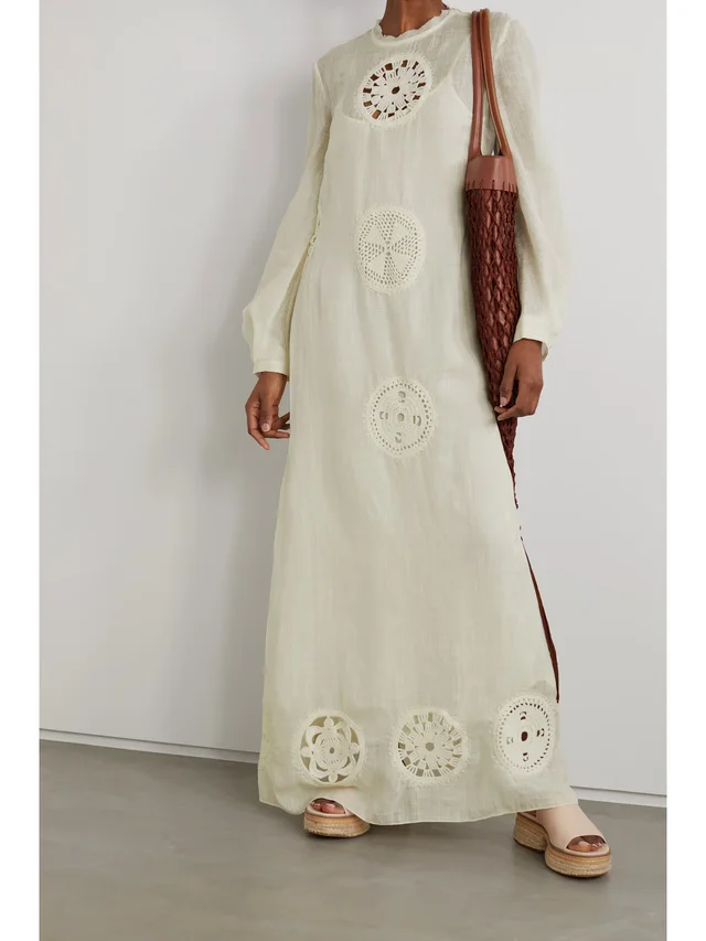 GABRIELA HEARST Alex crochet-trimmed linen and silk-blend gauze maxi dress in White, photo 2 of 2 from NET-A-PORTER (Canada)