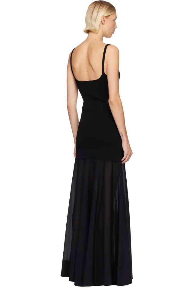 St. Agni Black Sheer Silk Circle Hem Maxi Dress, photo 3 of 4 from SSENSE