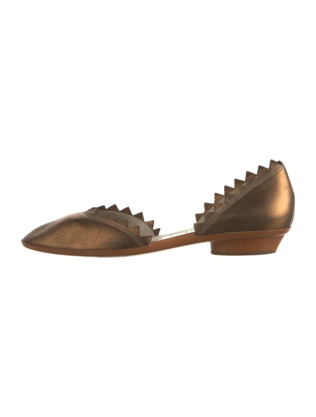 Ferragamo Leather D'Orsay Flats in brown|red Leather from The RealReal