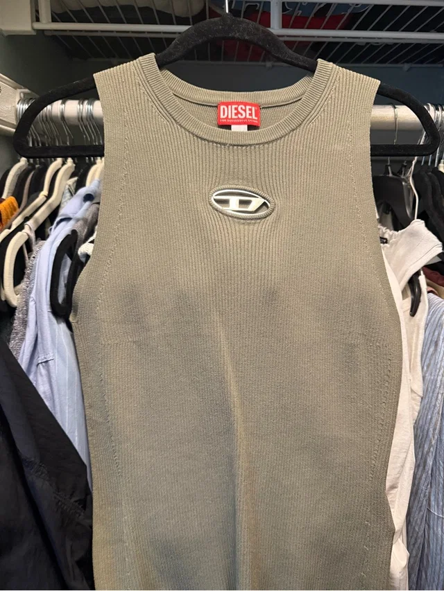 Diesel M-Caddix Top Logo Cutout Sleeveless Rib Top in green from Poshmark