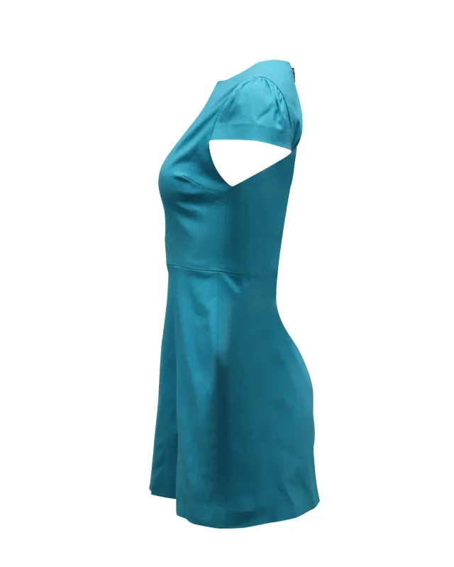 Alice + Olivia Zipper Detail Dress in Turquoise Viscose in Blue, photo 2 of 6 from ShopSimon